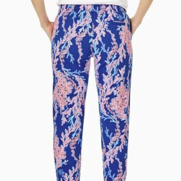Lilly Pulitzer 28" Emora Knit Pants Printed Cotton Blue Resort S New - Picture 4 of 9